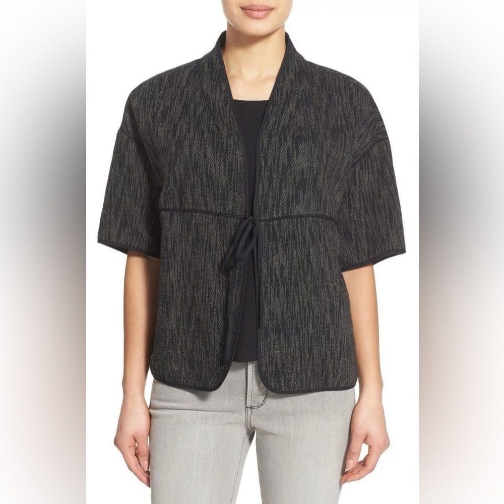 Eileen Fisher Women’s Size Small Organic Cotton Black Gray Jacket Relaxed Fit